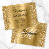 Glittery Gold Foil Fancy Monogram 21ste verjaardag Kaart