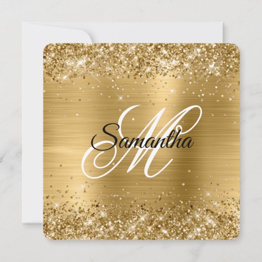 Glittery Gold Foil Fancy Monogram 40e verjaardag Kaart (Achterkant)