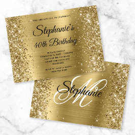 Glittery Gold Foil Fancy Monogram 40e verjaardag Kaart