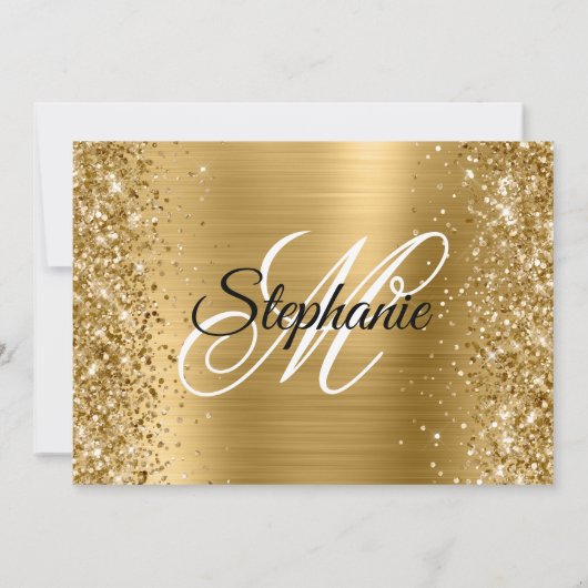 Glittery Gold Foil Fancy Monogram 40e verjaardag Kaart (Achterkant)