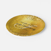 Glittery Gold Foil Fancy Monogram 50e Jubileum Papieren Bordje (Gekanteld)