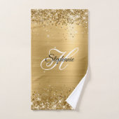 Glittery Gold Foil Fancy Monogram Bad Handdoek (Handdoek)