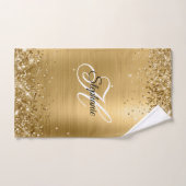 Glittery Gold Foil Fancy Monogram Bad Handdoek (Handdoek)