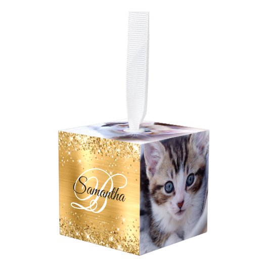 Glittery Gold Foil Fancy Monogram Decoratie (Voorkant hoekig)