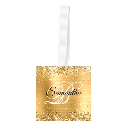 Glittery Gold Foil Fancy Monogram Decoratie (Voorkant)
