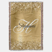 Glittery Gold Foil Fancy Monogram Deken (Voorkant Verticaal)