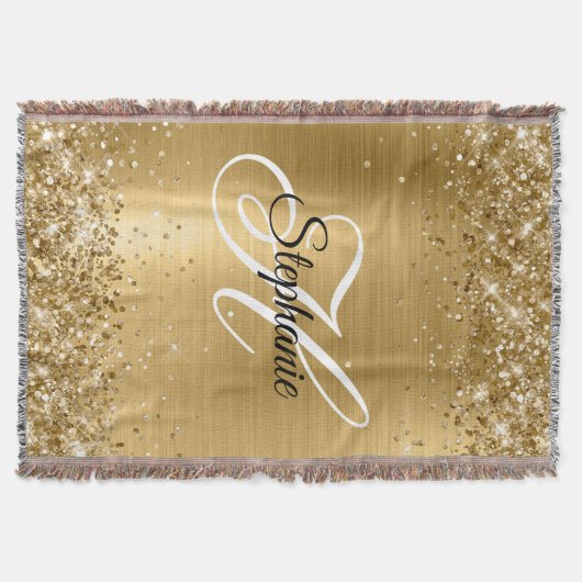 Glittery Gold Foil Fancy Monogram Deken (Voorkant)