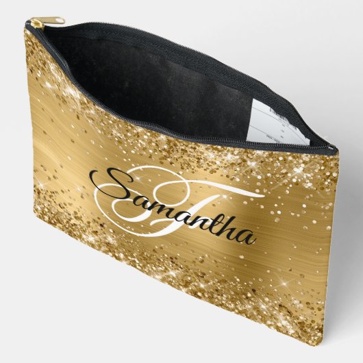 Glittery Gold Foil Fancy Monogram Etui (Open)