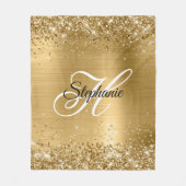 Glittery Gold Foil Fancy Monogram Fleece Deken (Voorkant)