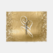 Glittery Gold Foil Fancy Monogram Fleece Deken (Voorkant (Horizontaal))