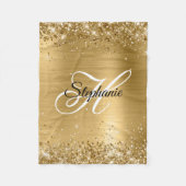 Glittery Gold Foil Fancy Monogram Fleece Deken (Voorkant)