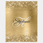 Glittery Gold Foil Fancy Monogram Fleece Deken (Voorkant)