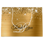 Glittery Gold Foil Fancy Monogram Hartelijk dank Groot Cadeauzakje (Voorkant)