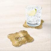Glittery Gold Foil Fancy Monogram Kartonnen Onderzetters (Insitu)