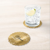 Glittery Gold Foil Fancy Monogram Kartonnen Onderzetters (Insitu)