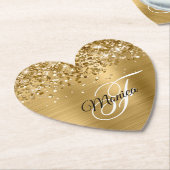 Glittery Gold Foil Fancy Monogram Kartonnen Onderzetters (Gekanteld)