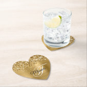Glittery Gold Foil Fancy Monogram Kartonnen Onderzetters (Insitu)
