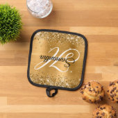 Glittery Gold Foil Fancy Monogram Pannenlap (Top down)