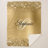 Glittery Gold Foil Fancy Monogram Sherpa Deken (Voorkant)