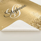 Glittery Gold Foil Fancy Monogram Sherpa Deken (3/4)