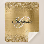 Glittery Gold Foil Fancy Monogram Sherpa Deken (Voorkant)