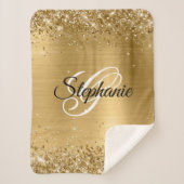 Glittery Gold Foil Fancy Monogram Sherpa Deken (Voorkant)