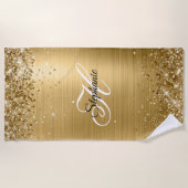 Glittery Gold Foil Fancy Monogram Strandlaken (Voorkant)