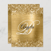 Glittery Gold Foil - Fancy uitnodiging voor een mo (Voorkant / Achterkant)