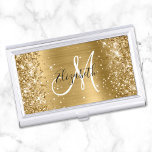 Glittery Gold Foil Girly Monogram Visitekaarthouder<br><div class="desc">Meisjes faux sparkly gold glitter hoogtepunten aan beide zijden, over een faux gouden metaal ombre folie. Het monogram bevat een elegante zwarte en witte kalligrafiecombinatie. Pas de doopvontstijlen aan om uw eigen accessoires voor de baas van haar eigen zaken te creëer. De belangrijkste kleuren zijn goud, goudgeel, zwart en wit....</div>