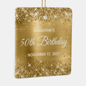 Glittery Gold Foil Glam 50th Birthday Keramisch Ornament (Rechts)