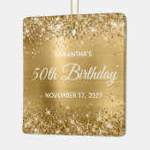 Glittery Gold Foil Glam 50th Birthday Keramisch Ornament (Links)