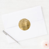 Glittery Gold Foil Glam Wedding Ronde Sticker (Envelop)