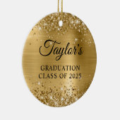 Glittery Gold Foil Graduation Keramisch Ornament (Rechts)