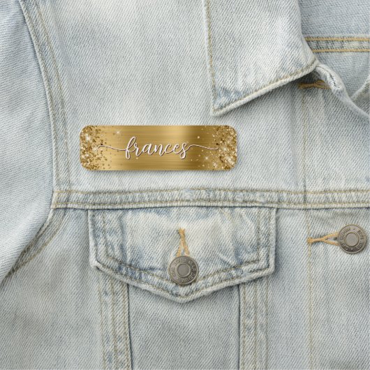 Glittery Gold Foil Handgeschreven script Naamplaatje (In situ)