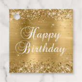 Glittery Gold Foil Happy Birthday Bedankjes Labels (Voorkant)