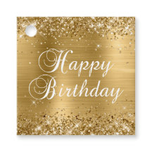 Glittery Gold Foil Happy Birthday