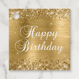 Glittery Gold Foil Happy Birthday Bedankjes Labels