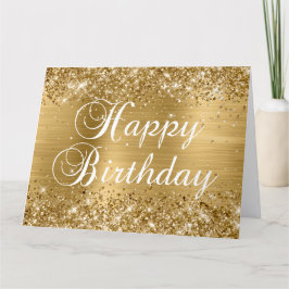 Glittery Gold Foil Happy Birthday Kaart