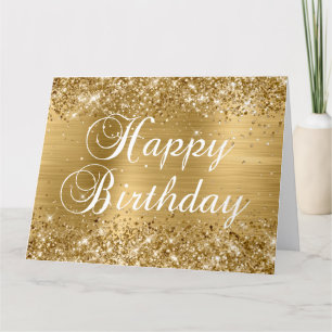 Glittery Gold Foil Happy Birthday Kaart