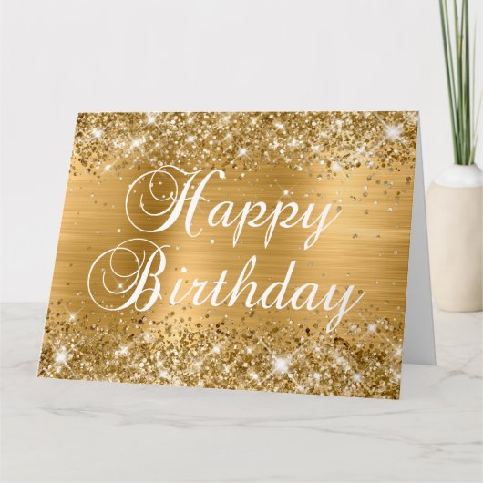 Glittery Gold Foil Happy Birthday uit de groep Kaart (Voorkant)