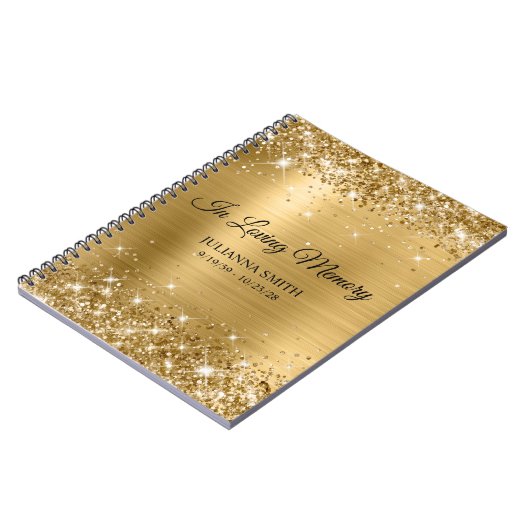 Glittery Gold Foil Memorial Service Gastenboek Notitieboek (Linkerzijde)