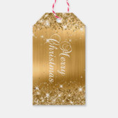 Glittery Gold Foil Merry kerst Cadeaulabel (Voorkant)