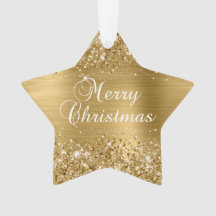 Glittery Gold Foil Merry kerst