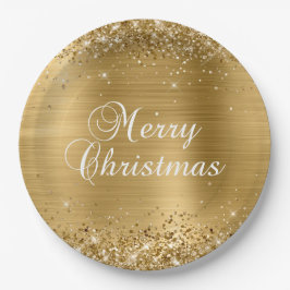 Glittery Gold Foil Merry kerst Papieren Bordje