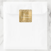 Glittery Gold Foil Merry kerst Vierkante Sticker (Tas)