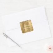 Glittery Gold Foil Merry kerst Vierkante Sticker (Envelop)