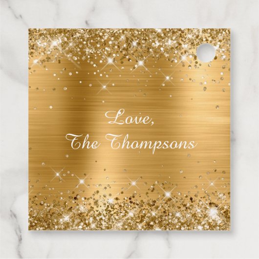 Glittery Gold Foil Merry-kerstcadeau Bedankjes Labels (Achterkant)