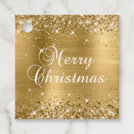 Glittery Gold Foil Merry-kerstcadeau Bedankjes Labels