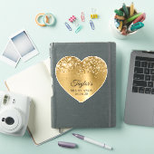 Glittery Gold Foil Mis XV Años Heart Shape Sticker (iPad Cover)