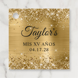 Glittery Gold Foil Mis XV Anothday Bedankjes Labels